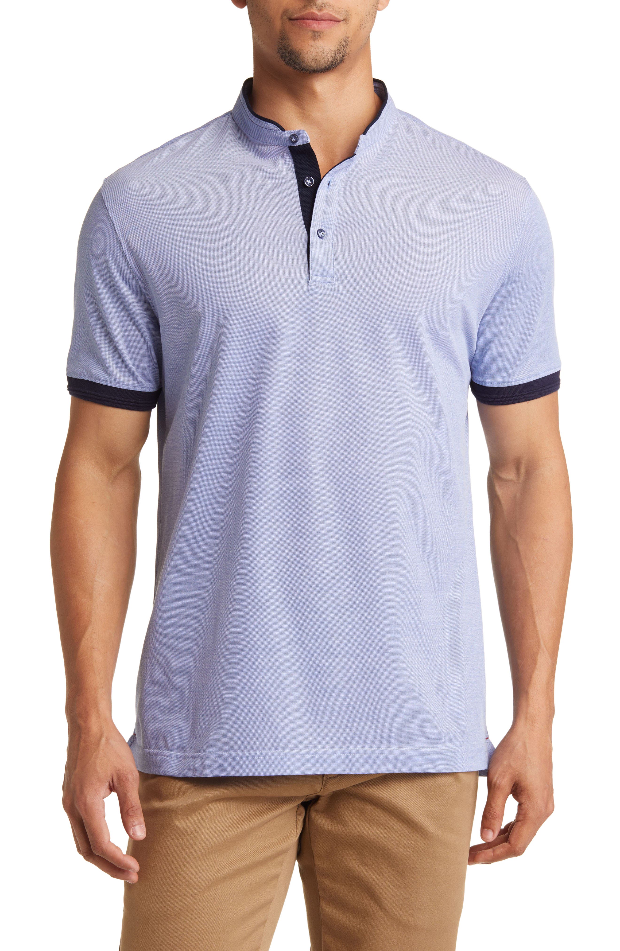 Lorenzo Uomo Trim Fit Band Collar Short Sleeve Polo (Men) | Nordstrom