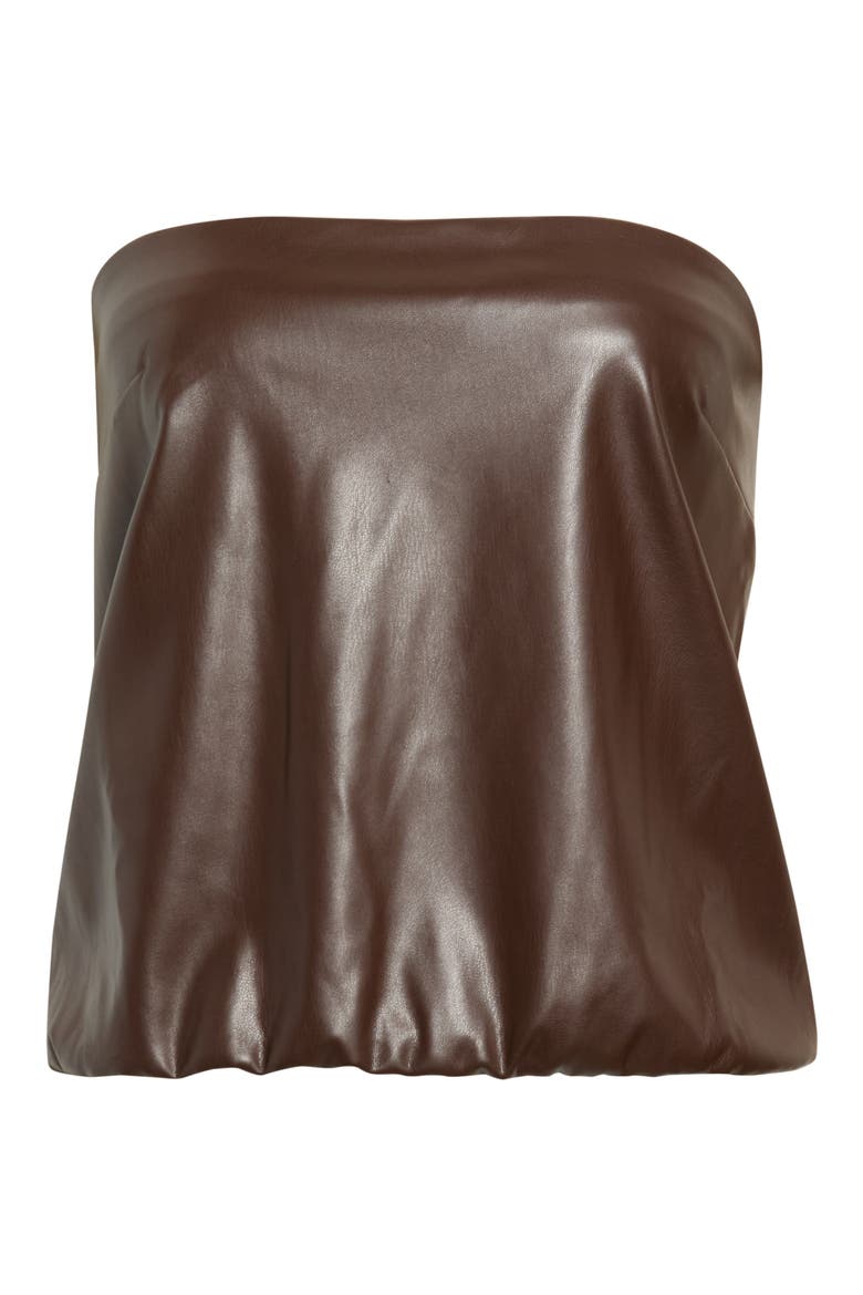 Camryn Faux Leather Strapless Top, Alternate, color, CHOCOLATE