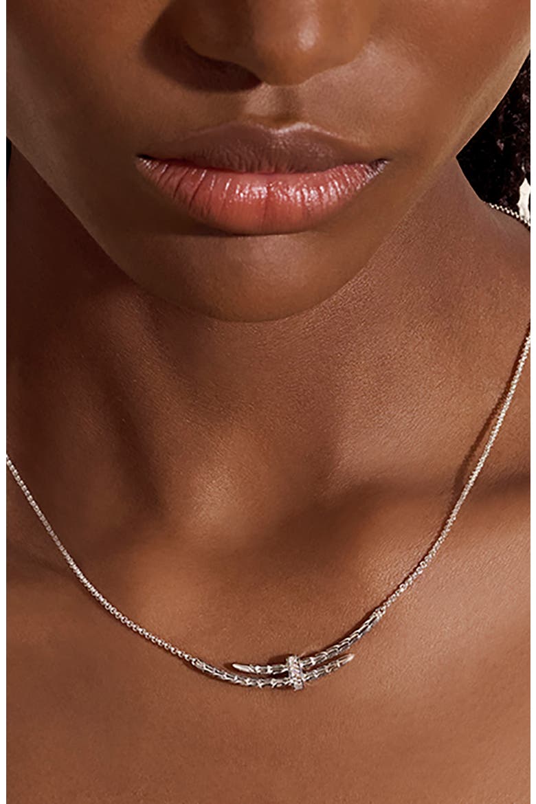 Pavé Diamond Spear Station Necklace, Alternate, color, SILVER