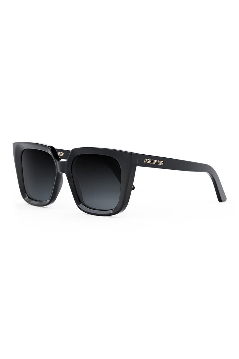 'DiorMidnight S1I 53mm Square Sunglasses, Alternate, color, SHINY BLACK / GRADIENT SMOKE