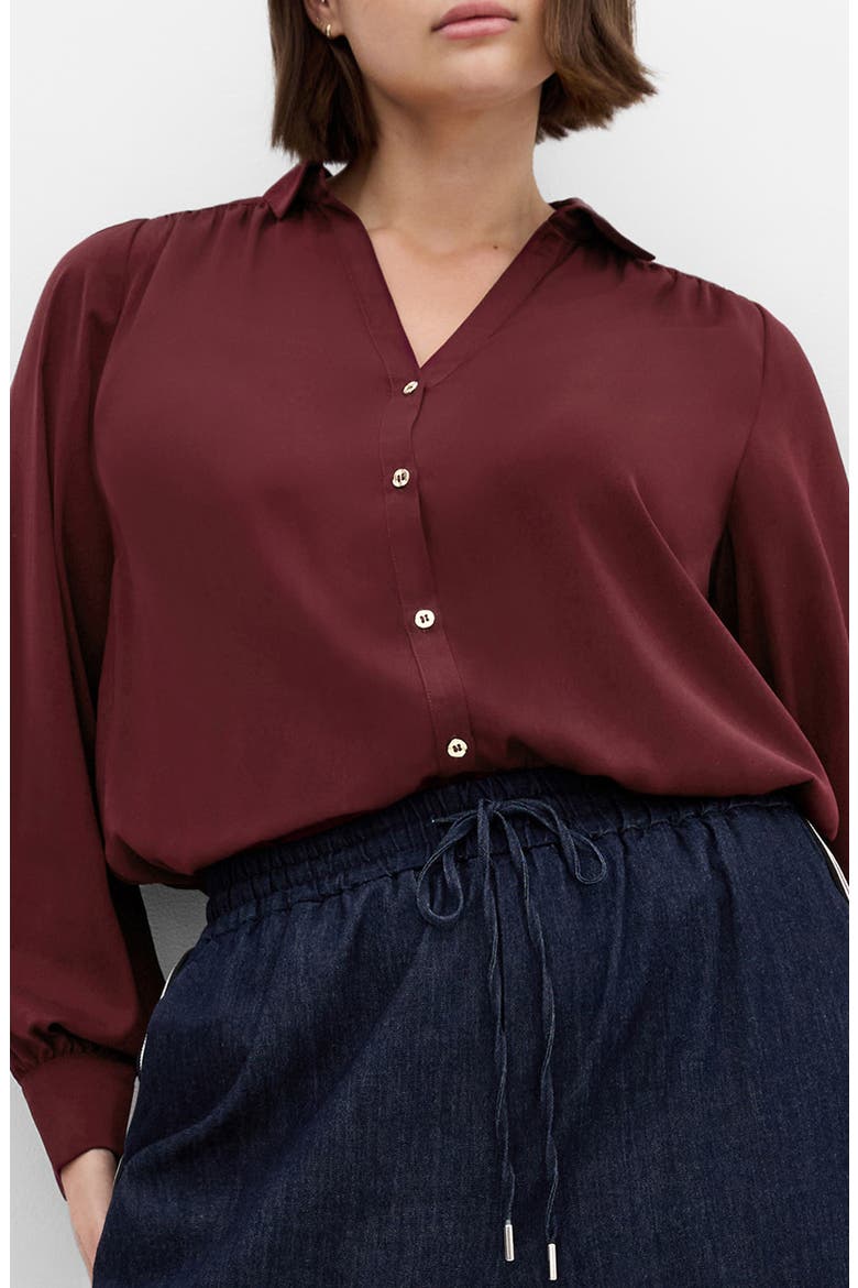 Hadlee V-Neck Button-Up Shirt, Main, color, DARK CHERRY