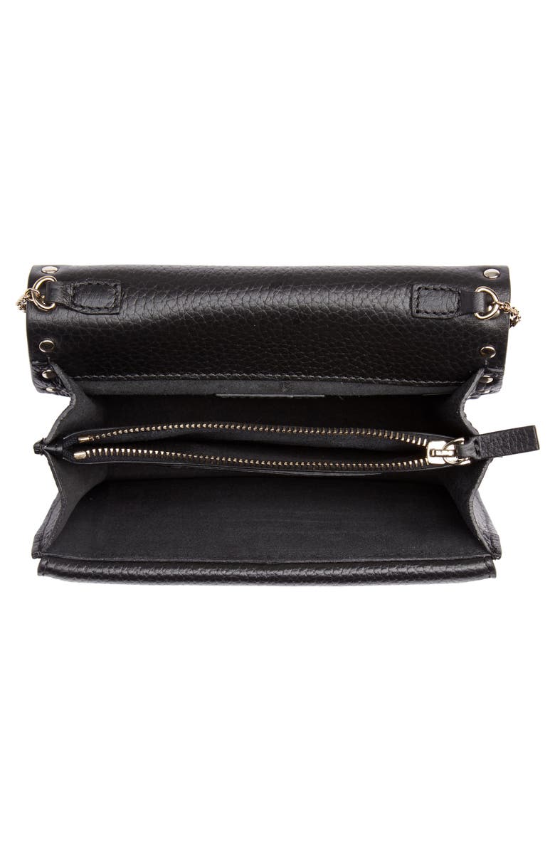 Valentino Garavani Rockstud Leather Pouch Wallet on a Chain, Alternate, color, 