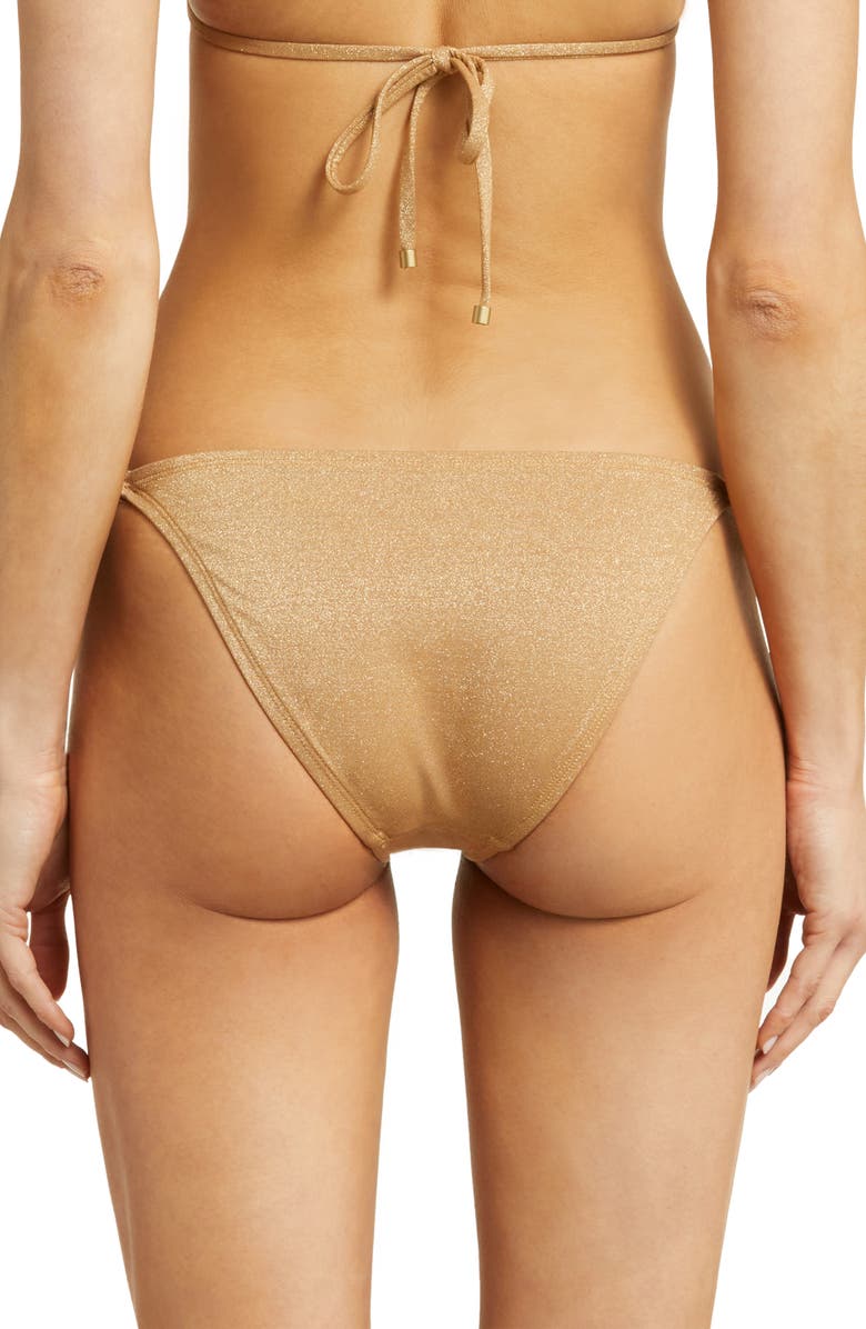 Vitamin A<sup>®</sup> Elle Metallic Side Tie Bikini Bottoms, Alternate, color, Golden Glow Metallic