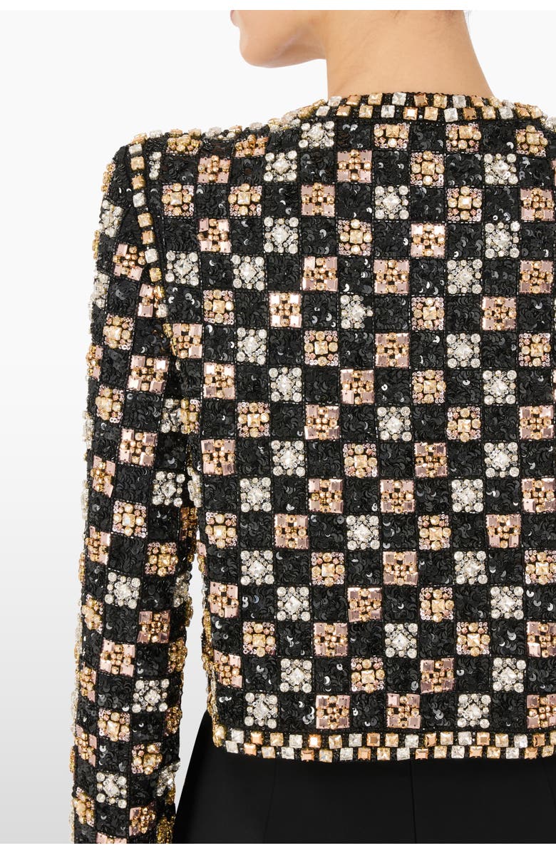 Jenny Packham Dahlia Crystal-Embellished Jacket, Alternate, color, Liquorice