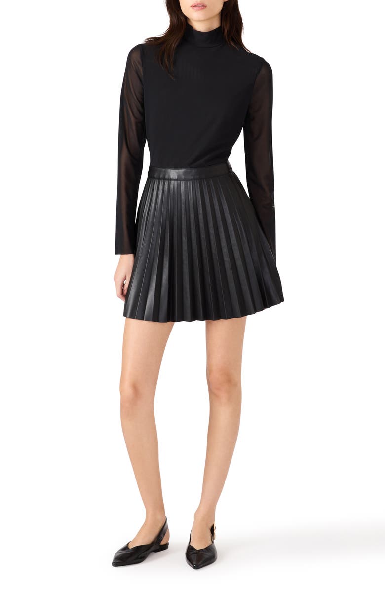 Steve Madden Nevah Long Sleeve Faux Leather Minidress, Main, color, Black