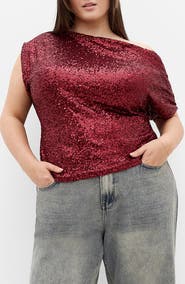 City Chic Adorn Sequined Off the Shoulder Top