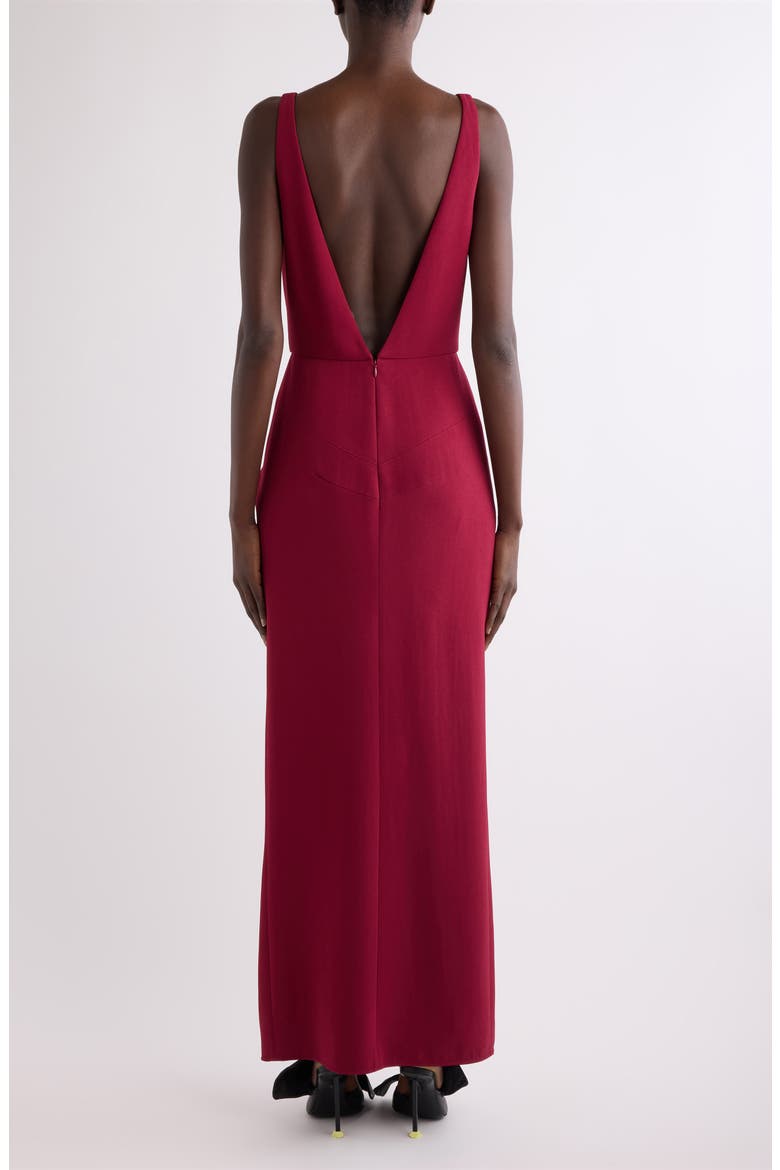 Waterfall Stretch Crepe Cady Gown, Alternate, color, RED CHERRY
