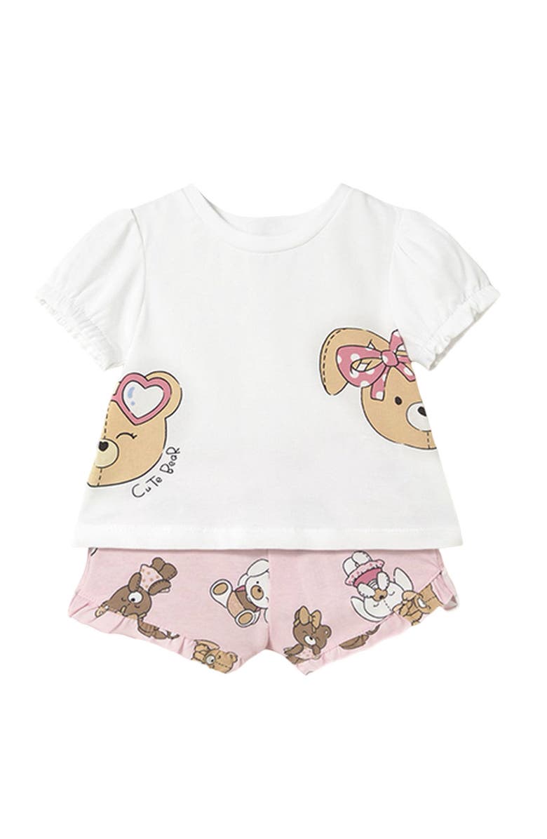 Mayoral Teddy Baby Rose Shorts Set, Main, color, Pink