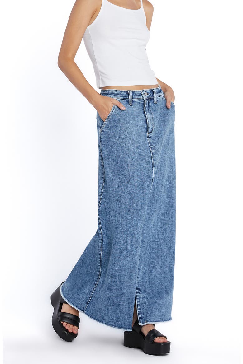 Tory Denim Maxi Skirt, Alternate, color, FIELD BLUE