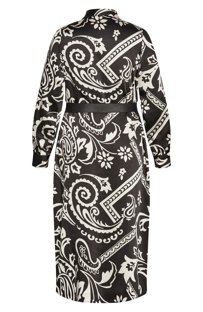 City Chic Sienna Paisley Print Long Sleeve Shirtdress, Alternate, color,