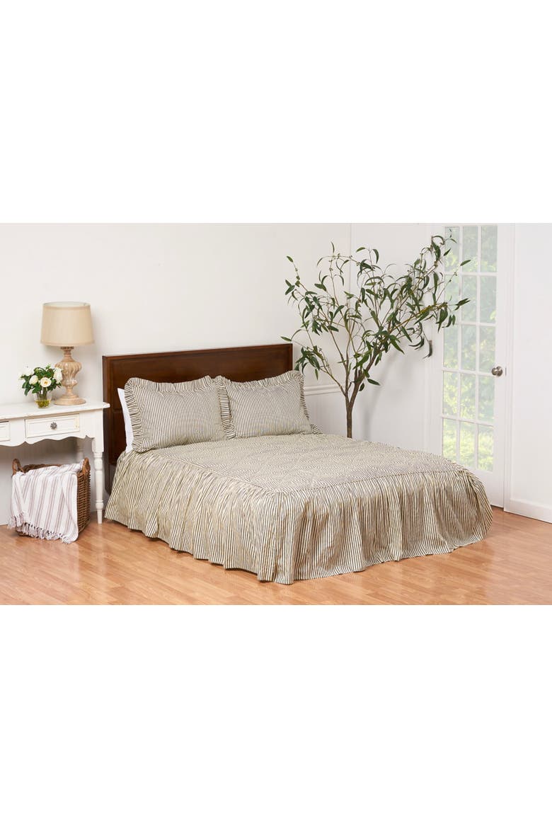 Ruffle Ticking Queen Cover, Main, color, Brown