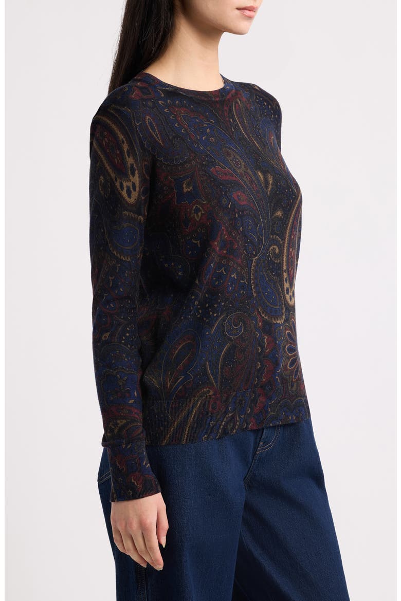 Paisley Cotton & Modal Blend Sweater, Alternate, color, NAVY BLUE/ MULTI