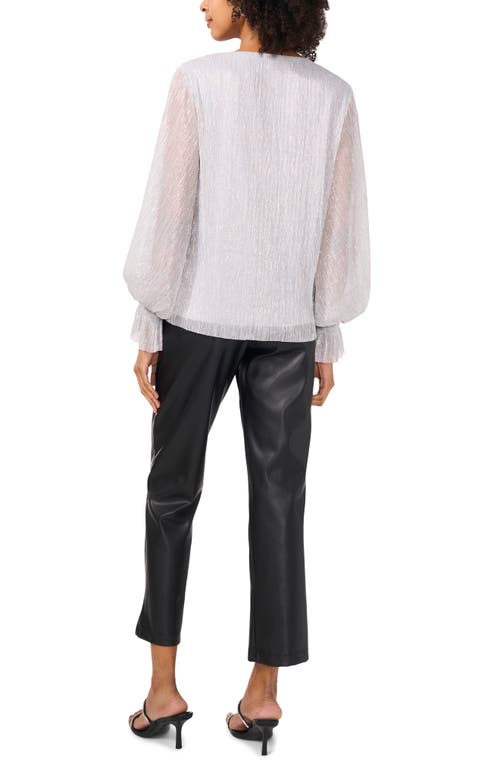 Vince Camuto Metallic Blouson V-neck Top In Metallic