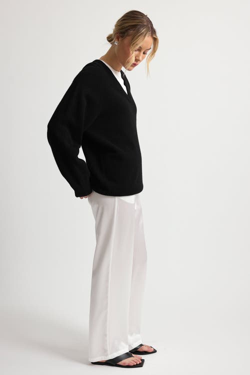 Almina Concept Wool V Neck Sweater In Black