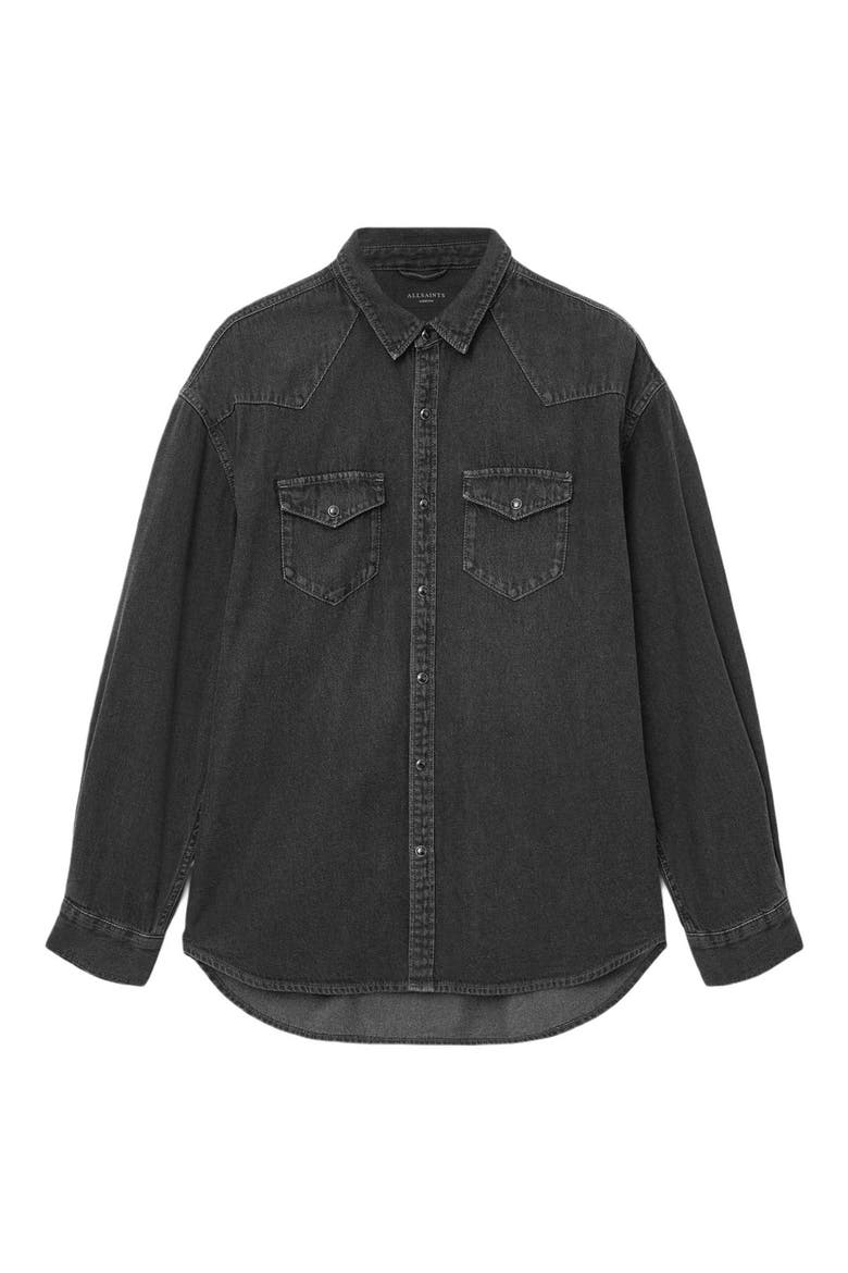 Fenton Cotton Denim Snap-Up Shirt, Alternate, color, BLACK