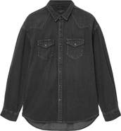 AllSaints Fenton Cotton Denim Snap-Up Shirt