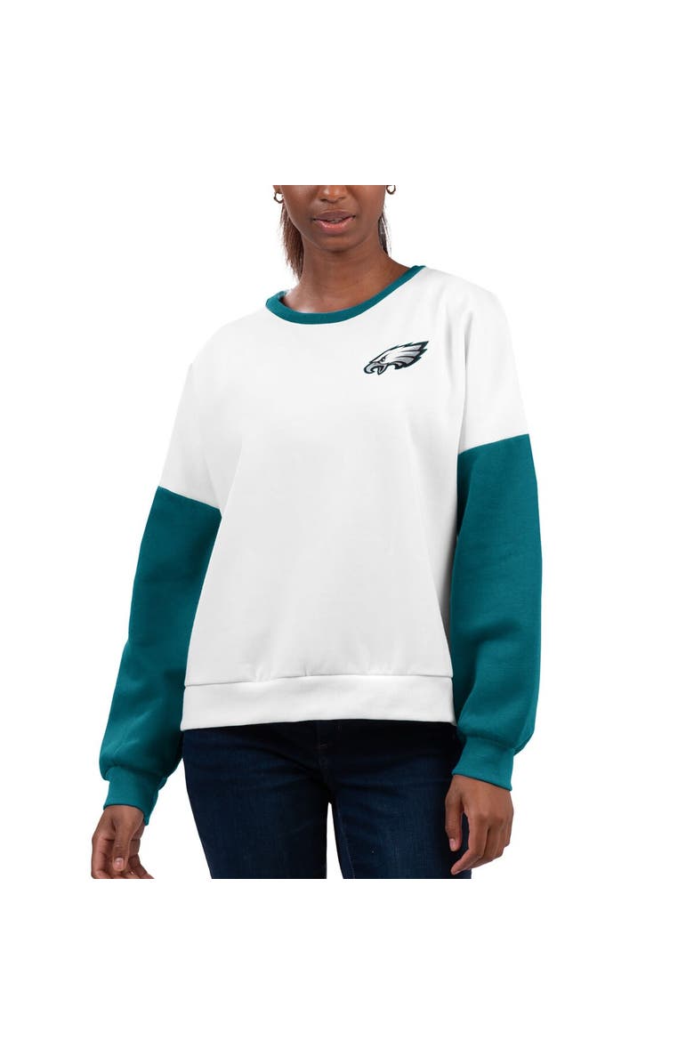 G-III 4HER BY CARL BANKS Women's G-III 4Her by Carl Banks White Philadelphia Eagles A-Game Pullover Sweatshirt, Main, color, 