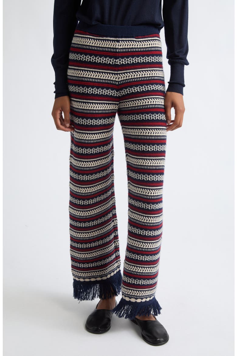 Western Striped Wool & Cashmere Knit Pants, Main, color, MIDNIGHT COMBO