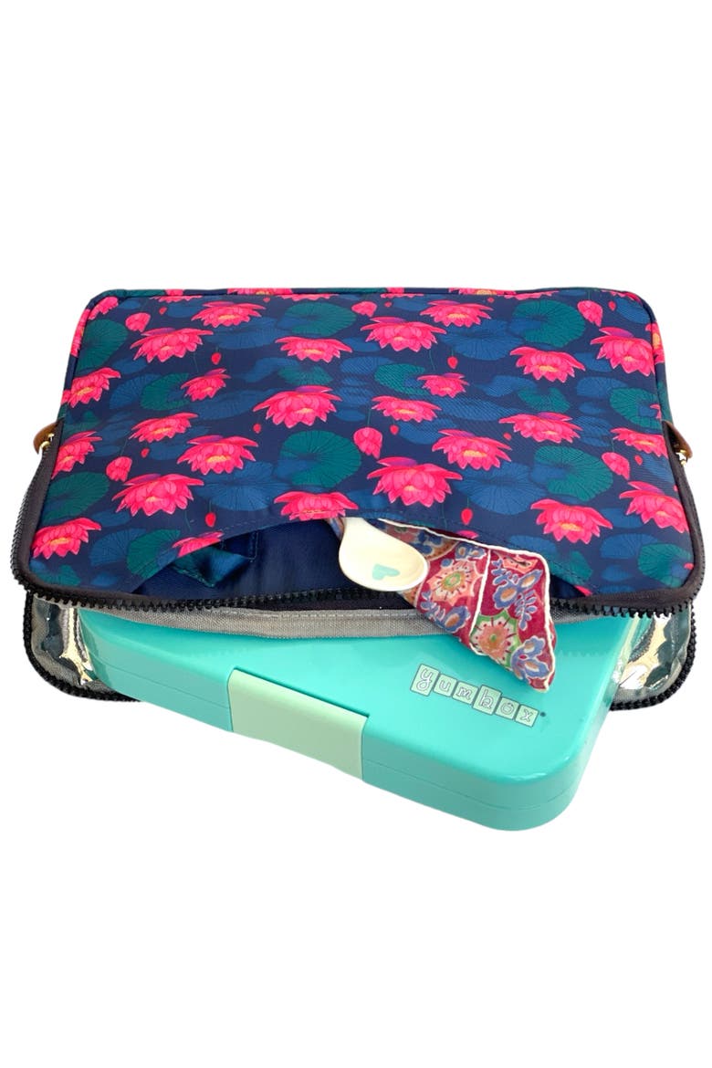 Poche Insulated Lunch Bag Sleeve Slim, Lightweight, and Portable with Handles & Pockets for Bento Boxes and Snacks, Alternate, color, Lotus