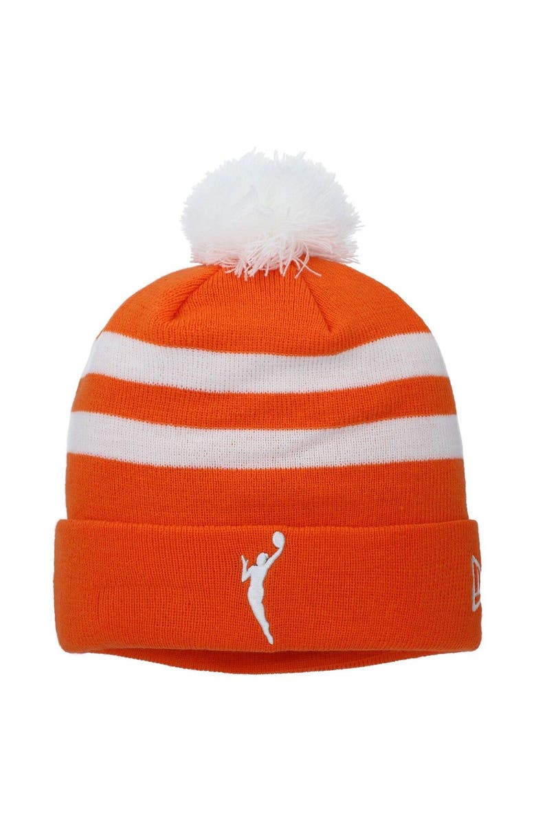 New Era Men's New Era Orange WNBA Cuffed Knit Hat with Pom, Main, color, 