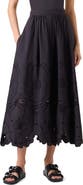 Akris punto Flower Eyelet Cotton Poplin Midi Skirt
