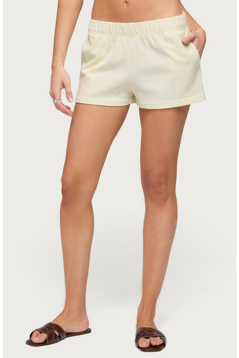 Cecilia Cotton Low Rise Shorts, Main, color, LIGHT-YELLOW
