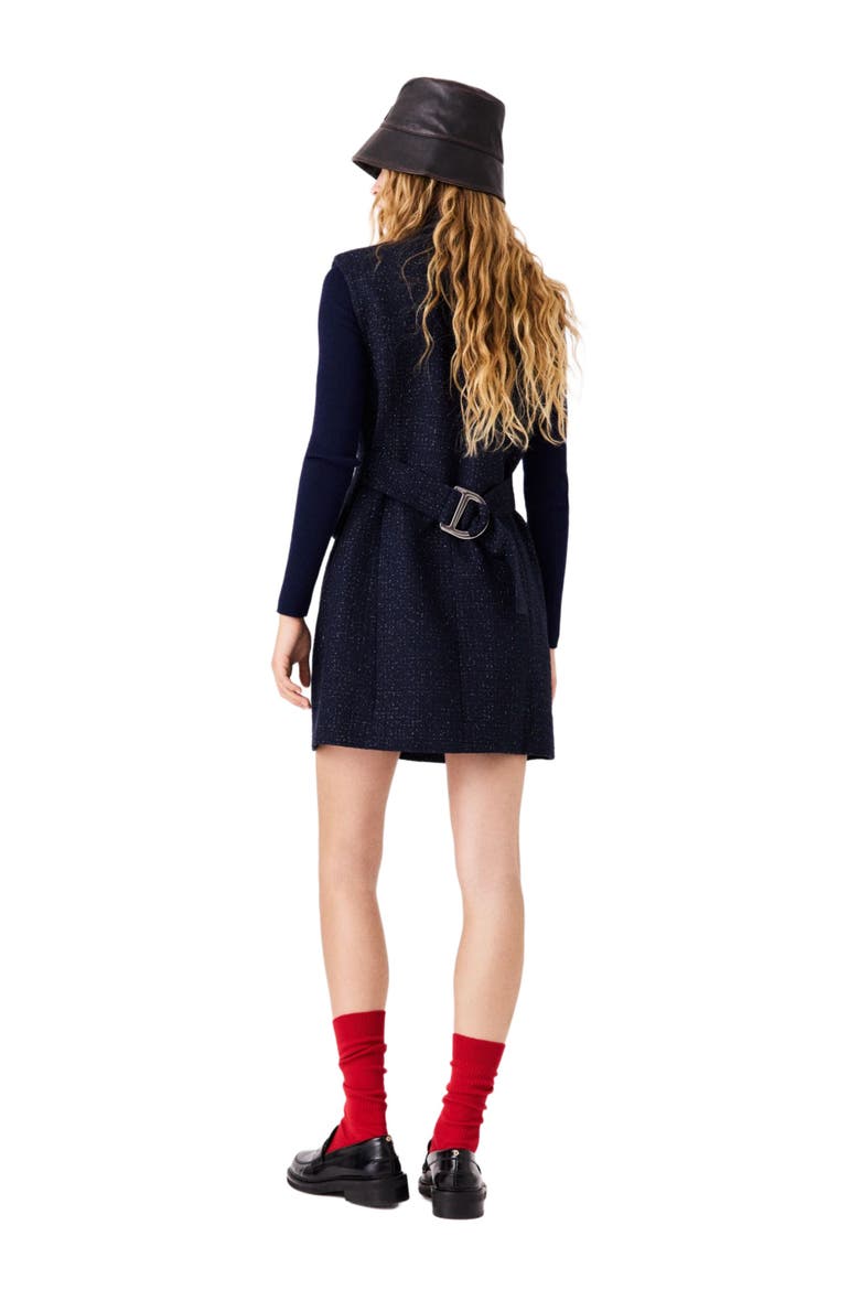 Short lurex tweed dress, Alternate, color, Navy