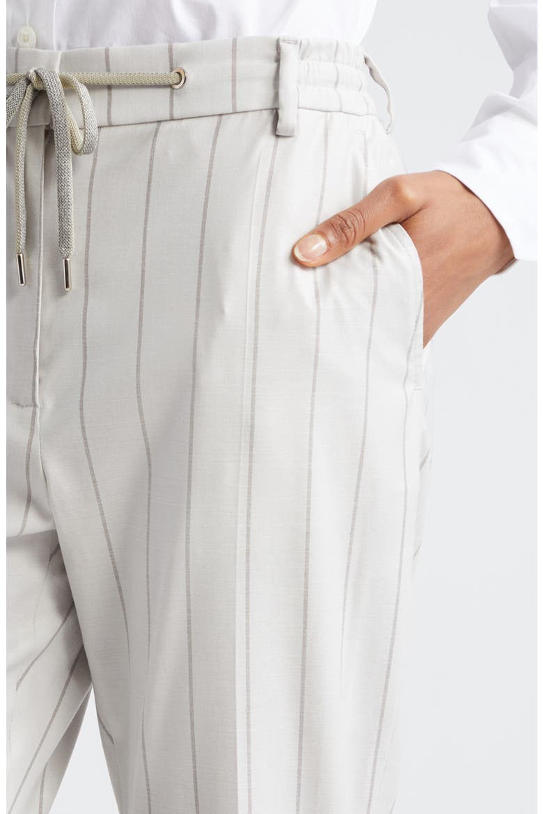 Slim Fit Stripe Drawstring Waist Virgin Wool Blend Pants, Alternate, color, IVORY