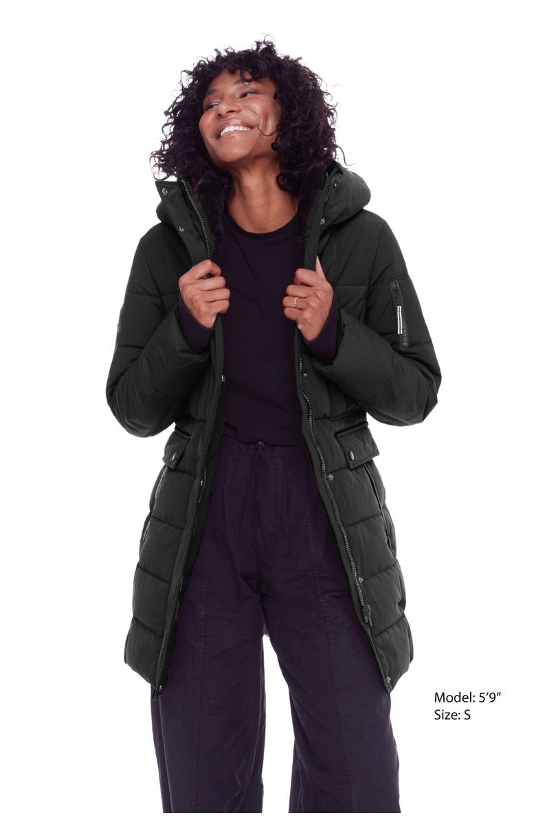 Alpine North KOOTNEY - Vegan Down Mid-Length Parka Coat, Alternate, color, Black
