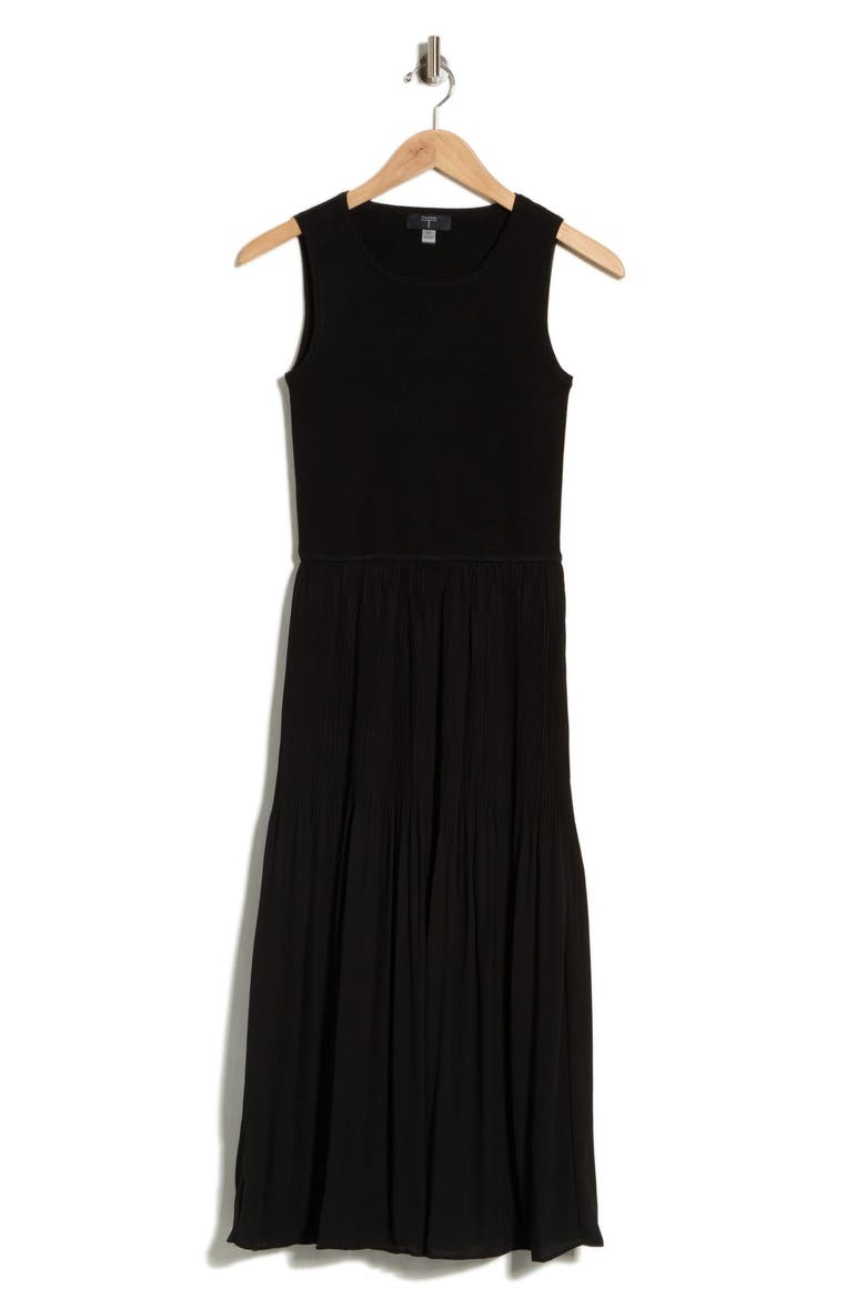 Mixed Media Midi Dress, Main, color, BLACK