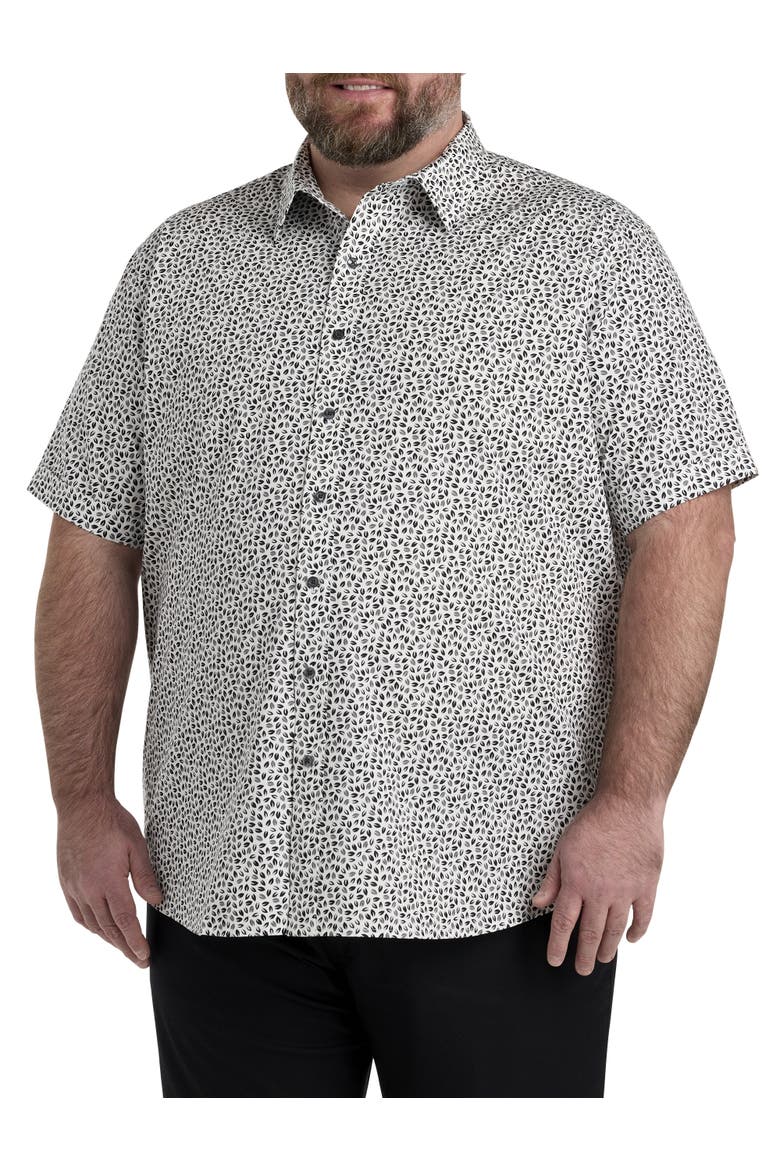Big & Tall Geometric Print Sport Shirt, Main, color, BLACK WHITE