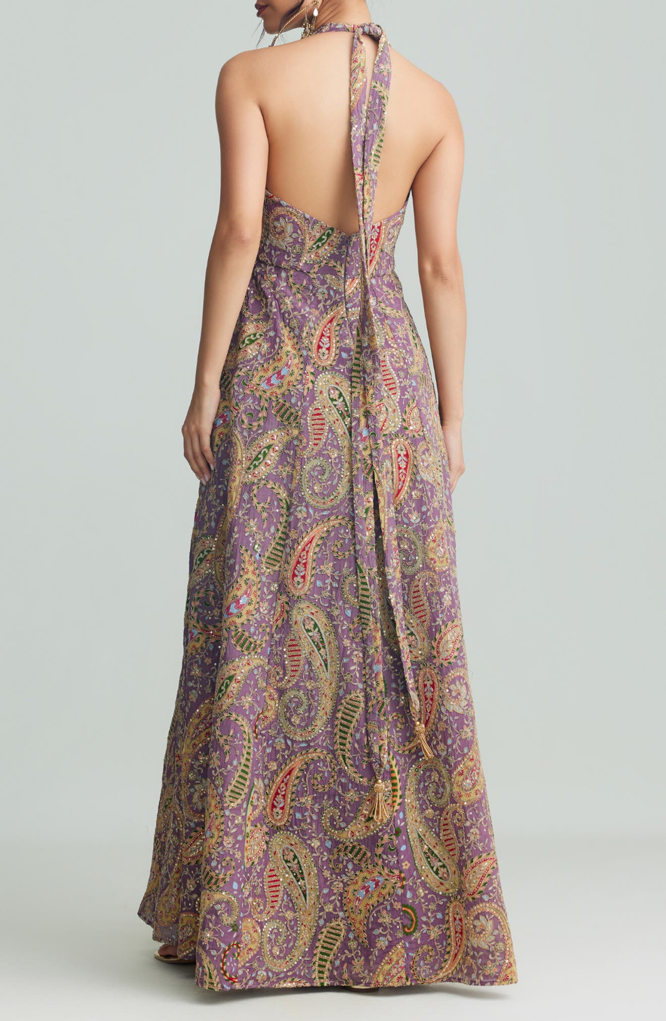 Zena Embellished Halter Gown - image 2