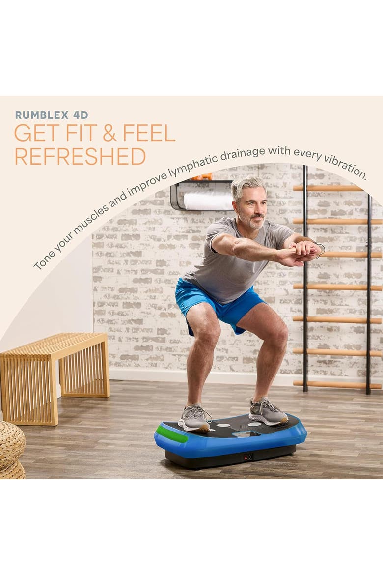 Rumblex 4D Vibration Plate Machine with Triple Motors for Fitness Weight Loss and Recovery, Alternate, color, Blue