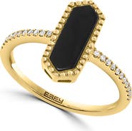 EFFY Gold Plated Sterling Silver Onyx & Diamond Ring