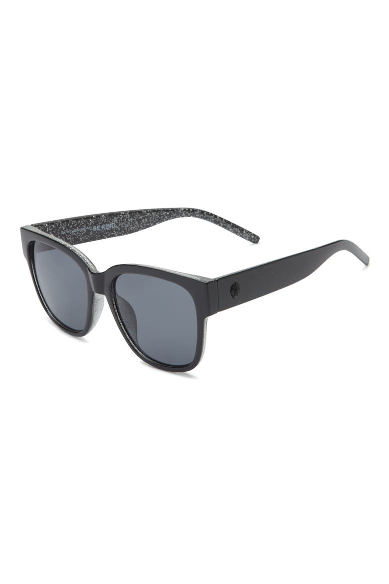 Square Sunglasses, Alternate, color, SOLID BLACK SILVER GLITTER