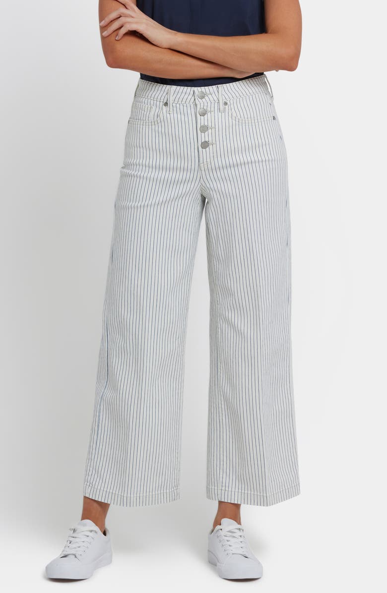 NYDJ Teresa Stripe Exposed Button Ankle Wide Leg Jeans, Main, color, Palencia Stripe