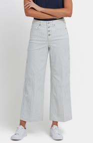 NYDJ Teresa Stripe Exposed Button Ankle Wide Leg Jeans