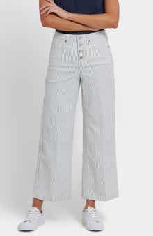 NYDJ Teresa Stripe Exposed Button Ankle Wide Leg Jeans