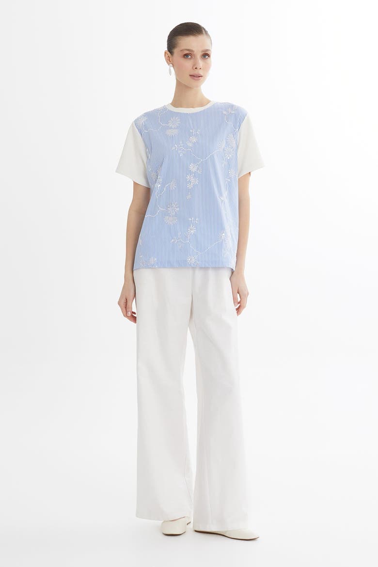 Blue Sequin Embroidered T-Shirt, Main, color, Blue