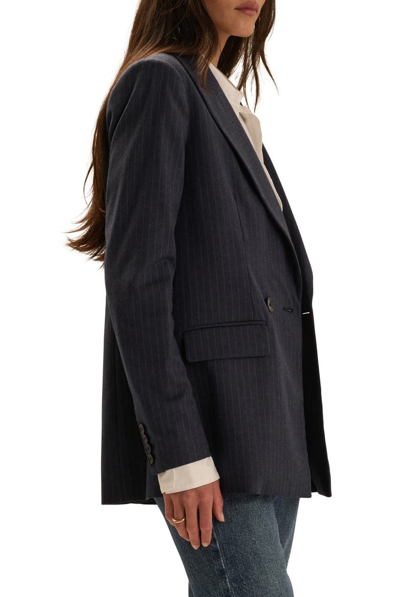 Suits You Pinstriped Double Breasted Blazer, Alternate, color, MARINE PINSTRIPE