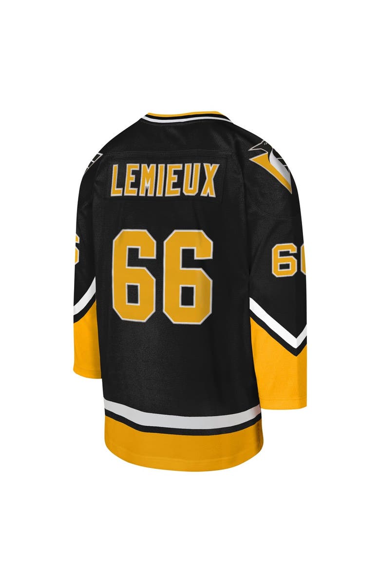 Mitchell & Ness Youth Mitchell & Ness Mario Lemieux Black Pittsburgh Penguins 1992-93 Blue Line Captain Patch Player Jersey, Alternate, color, 