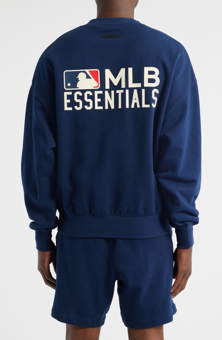 Fear of God Essentials MLB Sport Crewneck Cotton Sweatshirt, Alternate, color, Midnight Navy