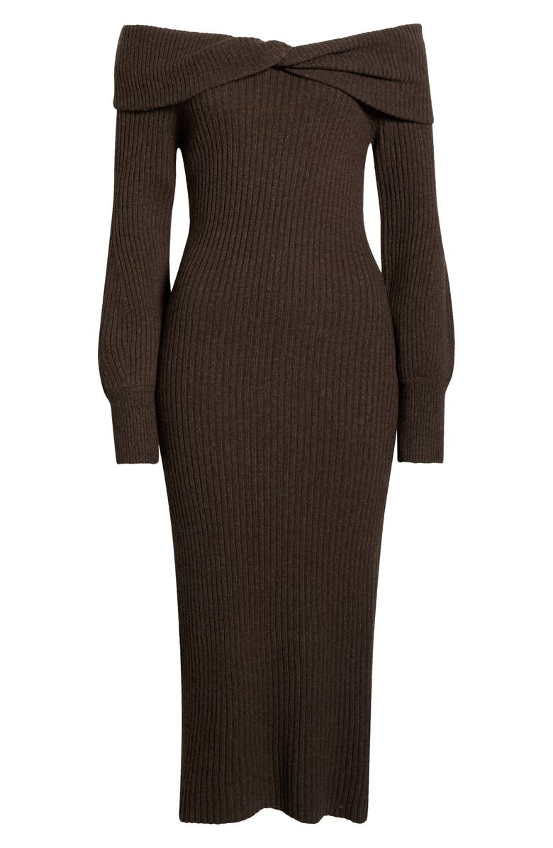 ASTR the Label Tilde Long Sleeve Rib Sweater Dress, Alternate, color, Walnut