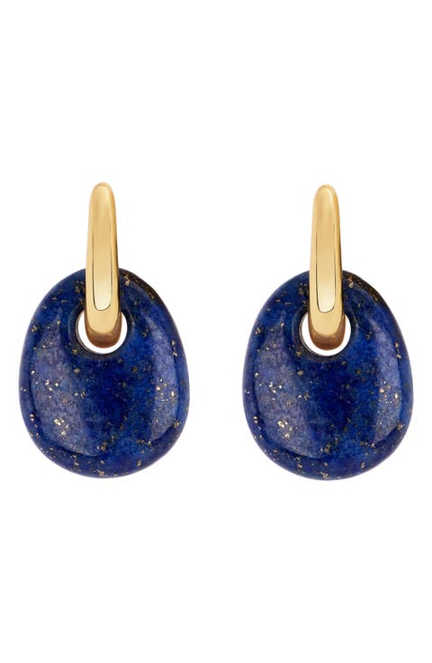Lapis Teardrop Hoop Earrings