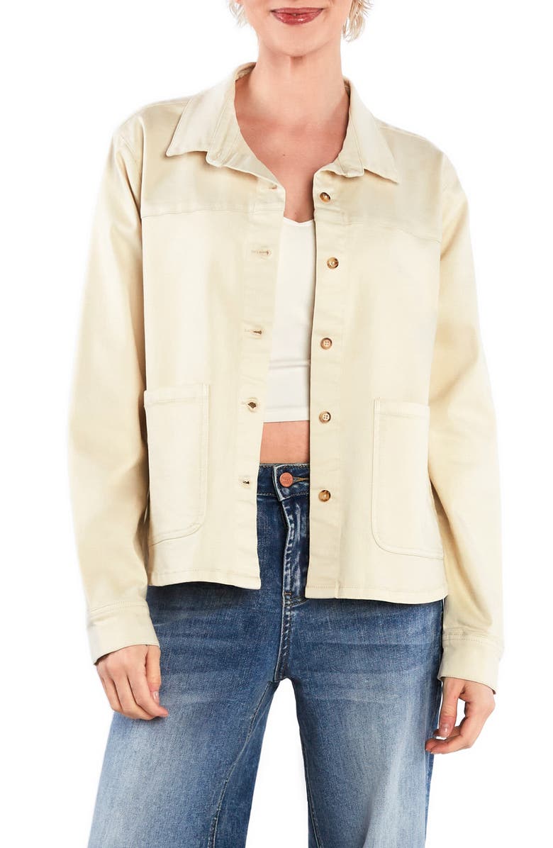 HINT OF BLU The Latest Scoop Denim Shirt Jacket, Alternate, color, Almond Milk