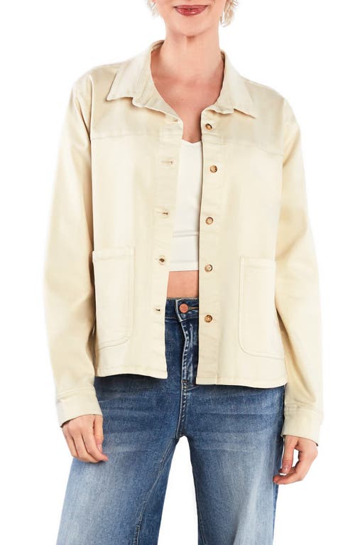 Hint Of Blu The Latest Scoop Denim Shirt Jacket In Nude