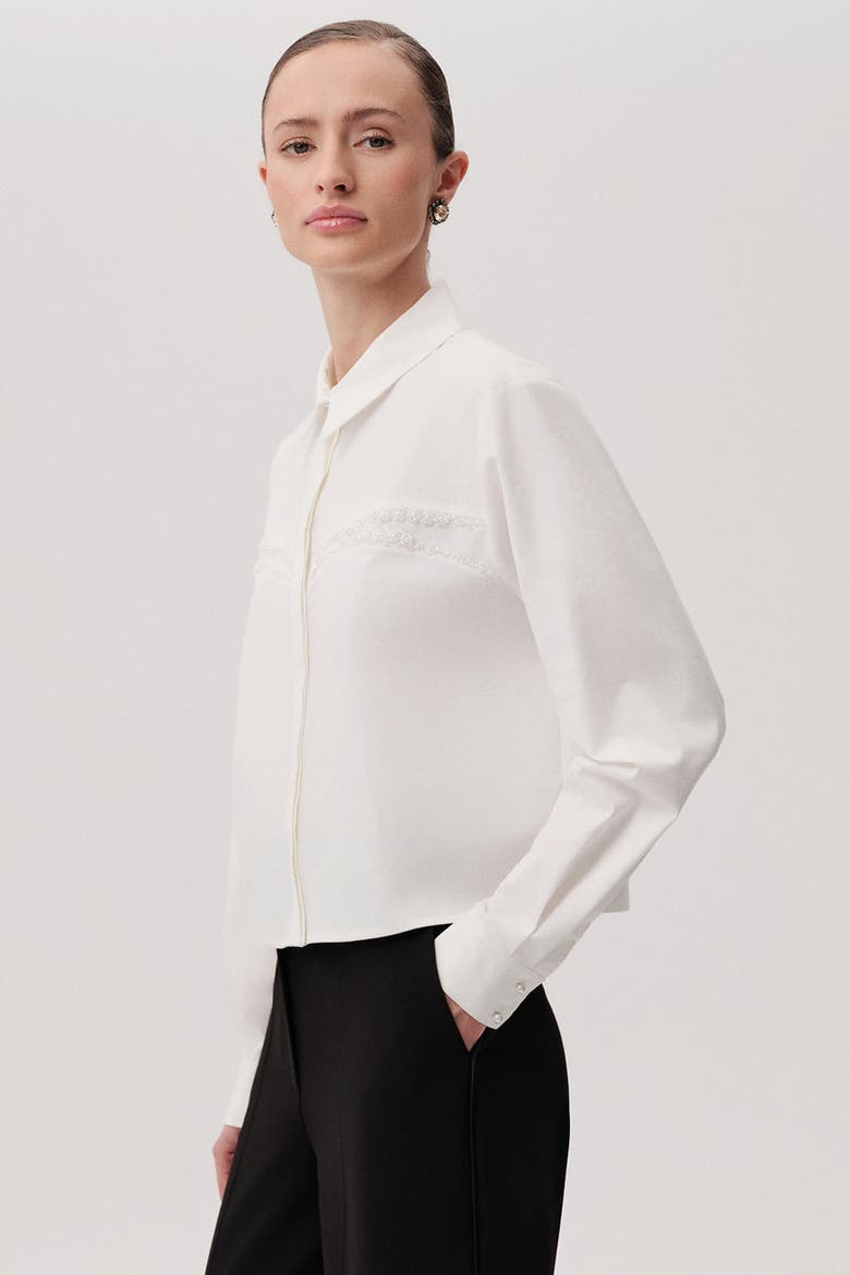 Malayah Collar Long Sleeve Shirt, Alternate, color, White