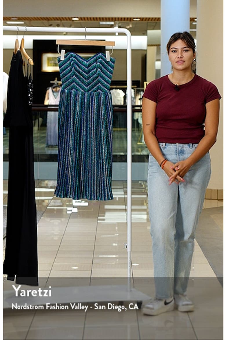 Rosalie Metallic Stripe Strapless Cocktail Dress video