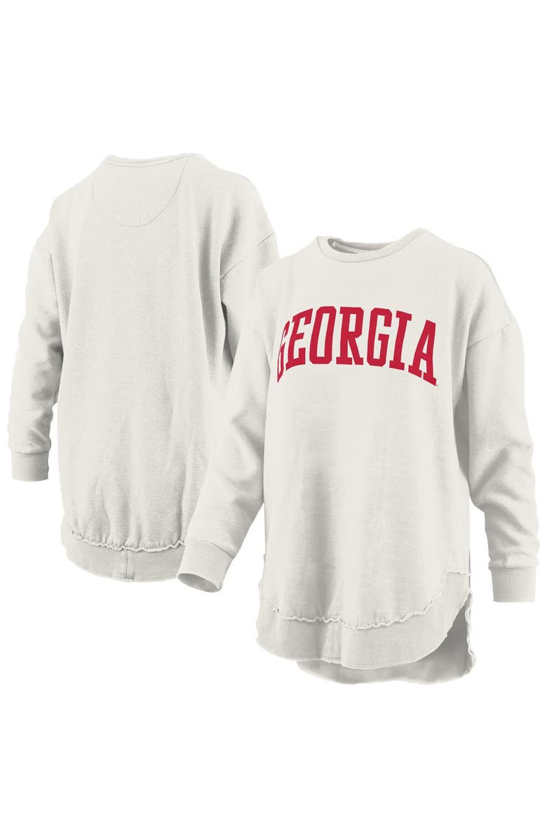 PRESSBOX Women's Pressbox Oatmeal Georgia Bulldogs Melange Poncho Vintage Fleece Long Sleeve Pullover Sweatshirt, Alternate, color,
