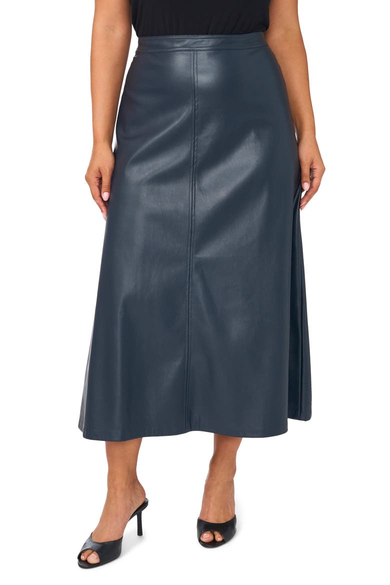 Faux Leather Center Seam Maxi Skirt, Alternate, color, RICH NAVY